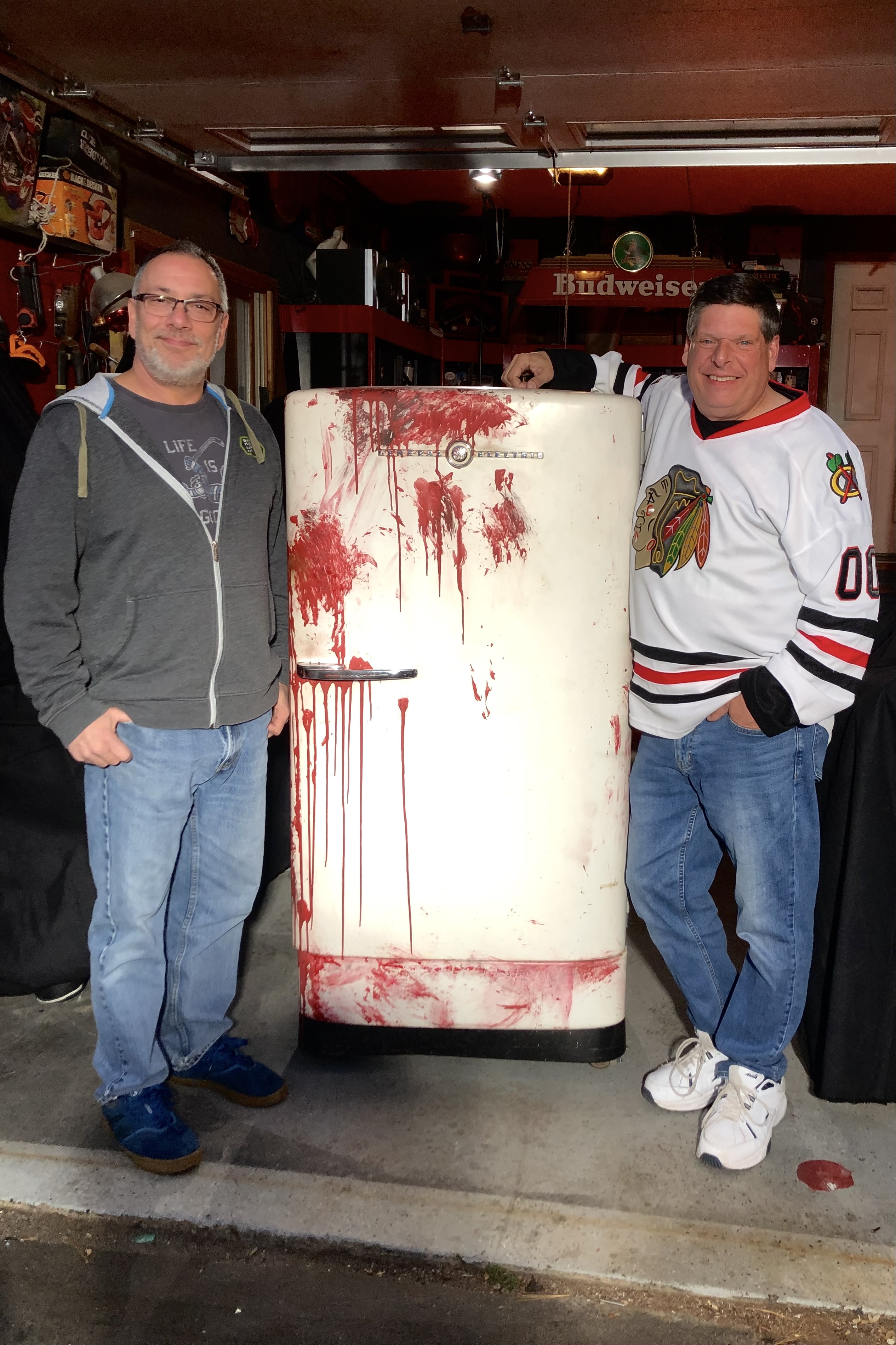 Michael Savino and Mark Veau with the original GE killer refrigerator prop